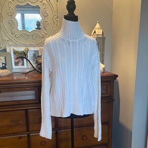 French Connection Ivory Cable Knit Turtleneck Sweater